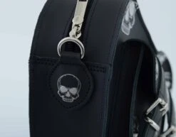 HEART SATCHEL SILVER SKULLS -Grafea Sales Store HEART SATCHEL SILVER SKULLS CLOSEUP