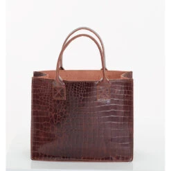 LANA CROC BROWN -Grafea Sales Store LANA CROC BROWN BACK leather tote
