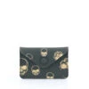 CARD WALLET DARK GREEN GOLD SKULLS