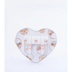 HEART SATCHEL WHITEROSE GOLD SKULLS