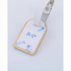 LEATHER LUGGAGE TAG BLUE GOLD -Grafea Sales Store luggage tag blue gold1