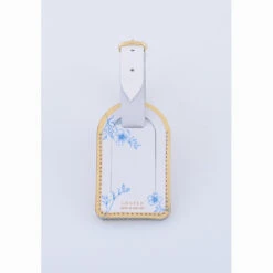 LEATHER LUGGAGE TAG BLUE GOLD