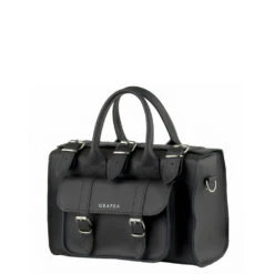 LUNA BLACK -Grafea Sales Store luna black leather shoulder bag side