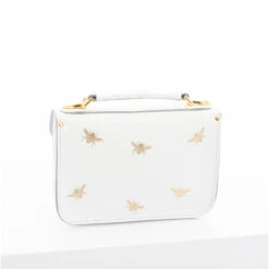 MICRO BEE WHITE -Grafea Sales Store micro bee back white small leather satchel