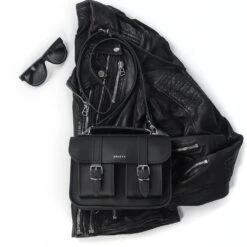 MICRO BLACK -Grafea Sales Store micro black leather satchel lifestyle