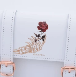 MINI SATCHEL WHITE LOVE ME NOT -Grafea Sales Store mini satchel white loveme not closeup