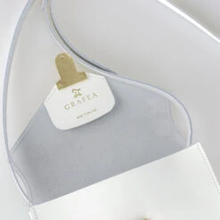 SMALL CROSSBODY WHITE -Grafea Sales Store small crossbody white leather bag inside detail