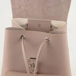 TRUFFLE -Grafea Sales Store truffle brown leather backpack with pompom inside